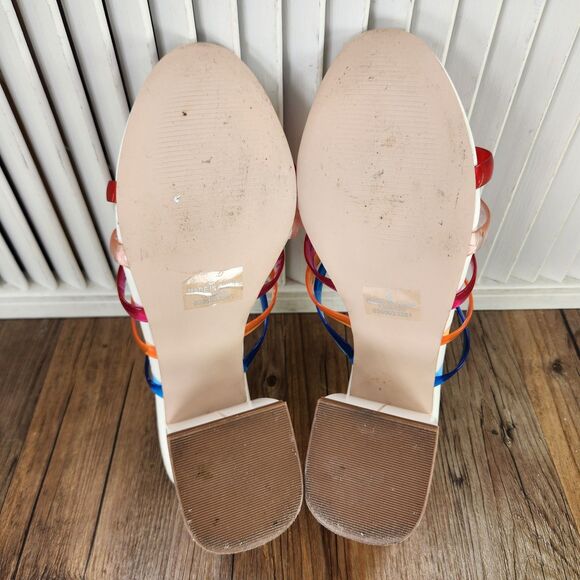 Asos Hanson Womens Sz 9 White Colorful Rainbow Jelly Clear Block Heeled Sandals - Picture 7 of 10